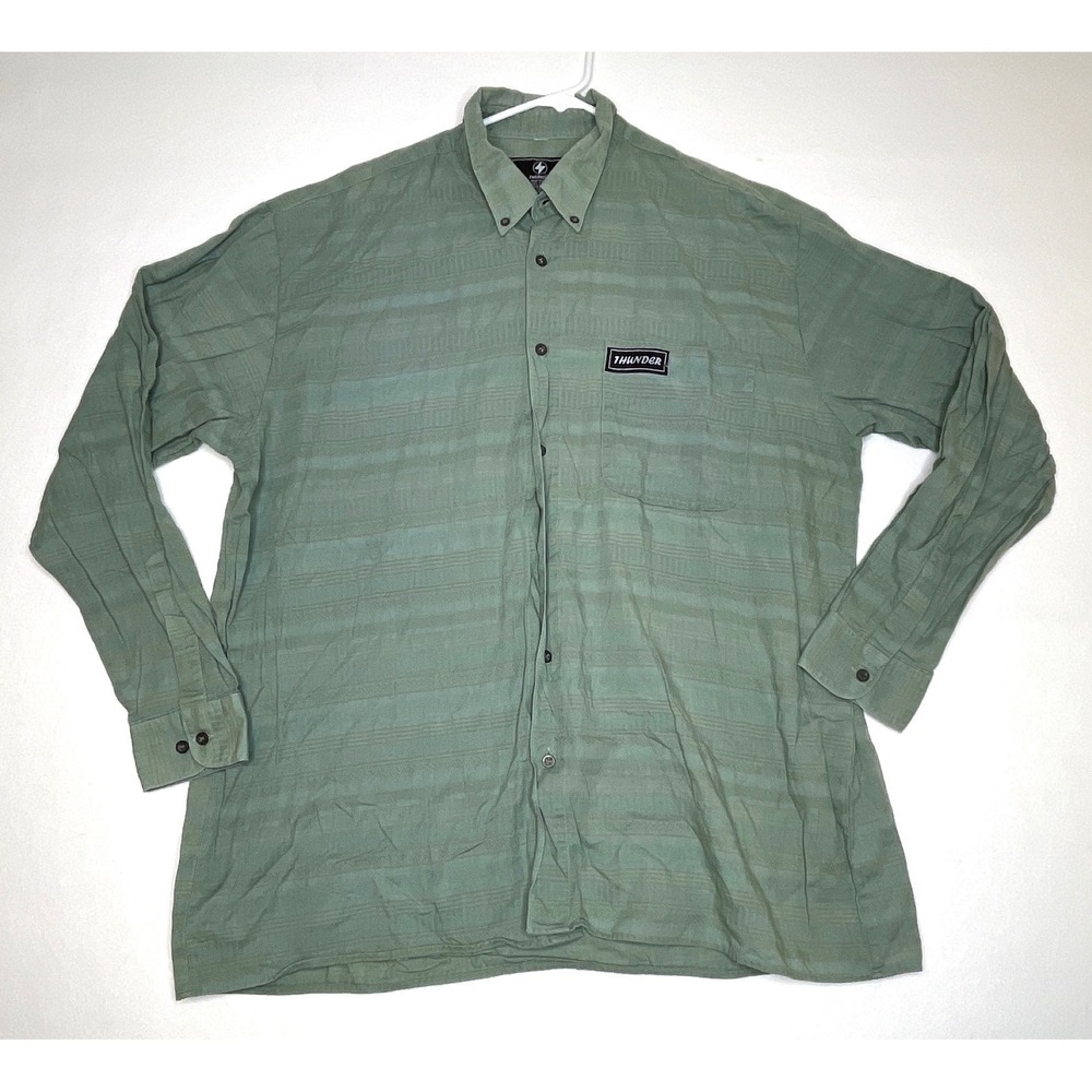 Thunder Mens Shirt Long Sleeve Gorpcore Button Down XL Green